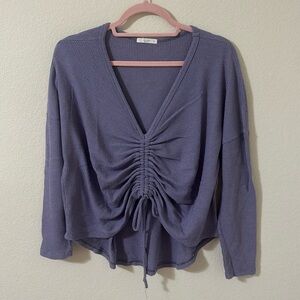 Purple Waffle Knit Cropped Sweater
